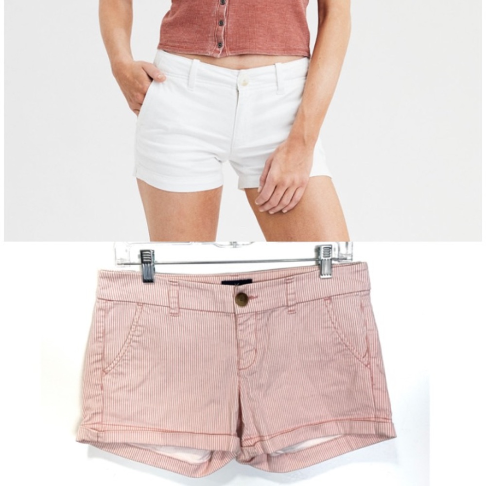 AEO Stretch Midi Mid Rise Striped Cotton Shorts